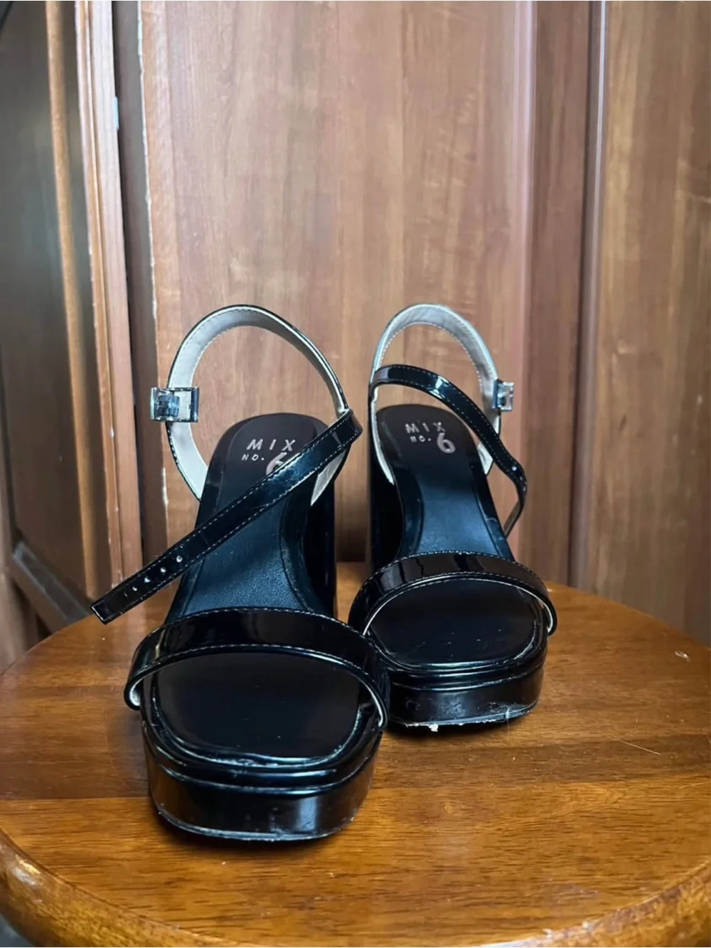 Black Mix No. 6 Platform Block Heel Sandals